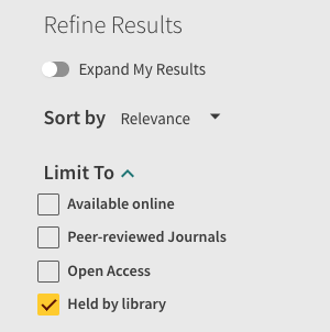 Image of Library material location filter