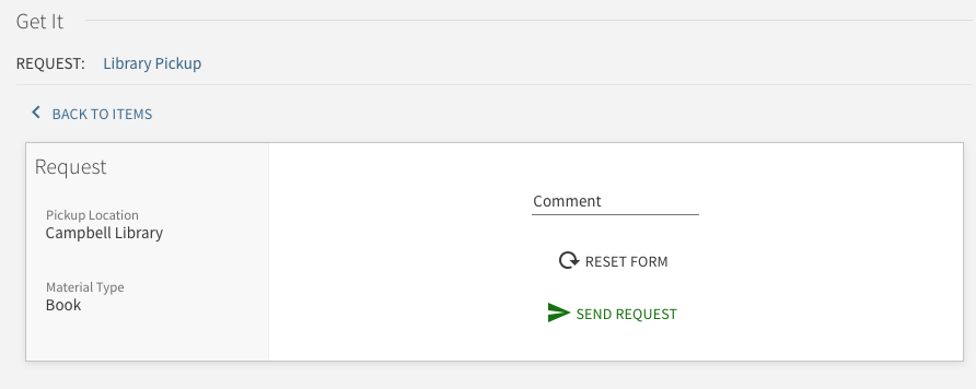 Image of Library Pickup Request Form